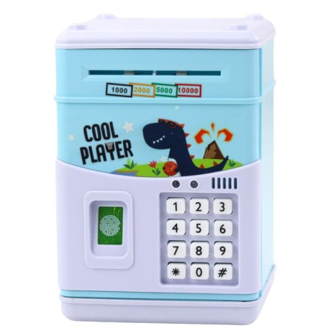 Elektroniczny Sejf Bankomat Skarbonka Na PIN Dla Dzieci Dinozaur Niebieski LEAN Toys
