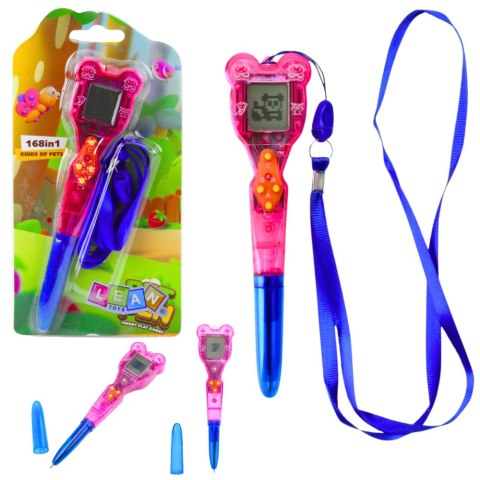 Gra Elektroniczna Z Długopisem 168w1 Smycz Niebiesko-Różowa LEAN TOYS