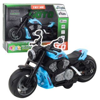 Motocykl Zabawkowy Na Baterie Napęd Światła Dźwięki Niebieski LEAN Toys