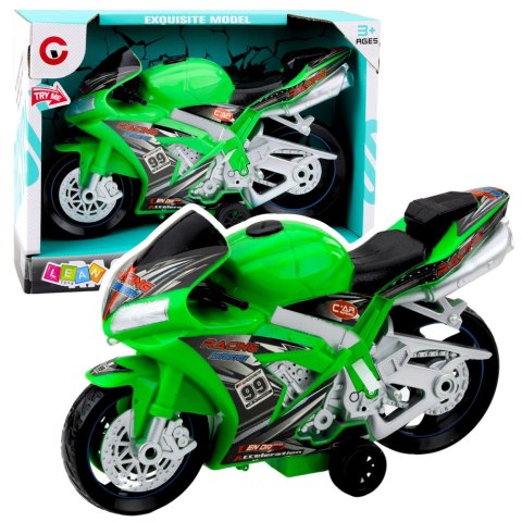 Motor Wyścigowy Ścigacz Napęd Światła Dźwięki Zielony LEAN Toys