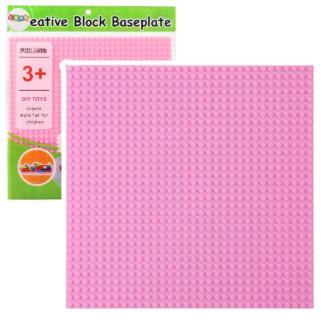 Płyta Plansza Konstrukcyjna Do Klocków Budowania Różowa 25,5x25,5 cm LEAN TOYS