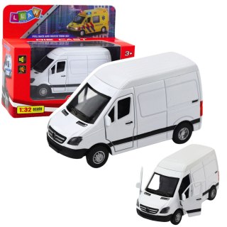 Samochód Dostawczy Metalowy Z Napędem Pull Back Światła Dźwięki Biały 1:32 LEAN Toys