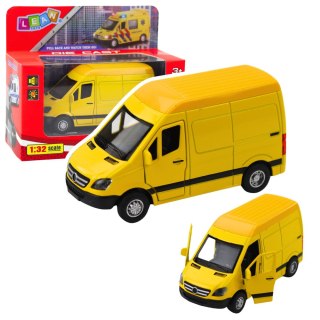 Samochód Dostawczy Metalowy Z Napędem Pull Back Światła Dźwięki Żółty 1:32 LEAN Toys