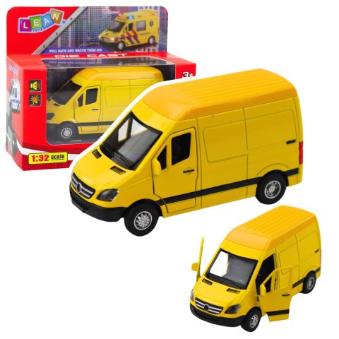 Samochód Dostawczy Metalowy Z Napędem Pull Back Światła Dźwięki Żółty 1:32 LEAN Toys