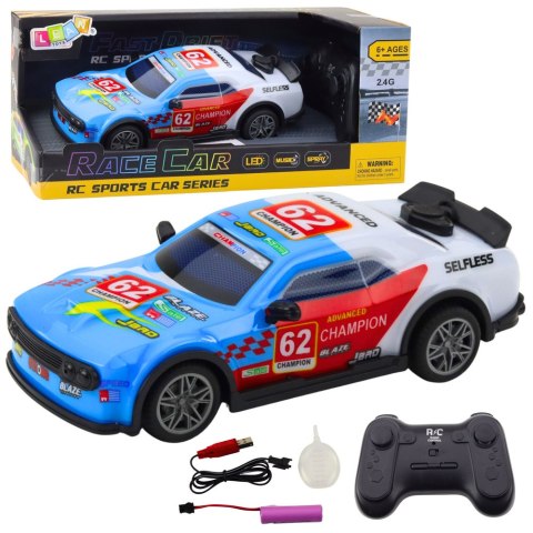 Samochód Sportowy Zdalnie Sterowany RC Światła Para Wodna Niebieski 1:22 LEAN Toys