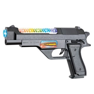 Broń Pistolet Na Baterie Kolorowe Światła Dźwięki 24cm LEAN Toys