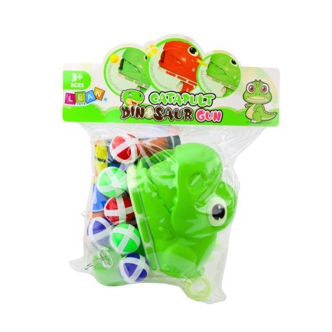 Gra Zręcznościowa Strzał Do Celu Pistolet Kulki Na Rzep Dinozaur LEAN TOYS
