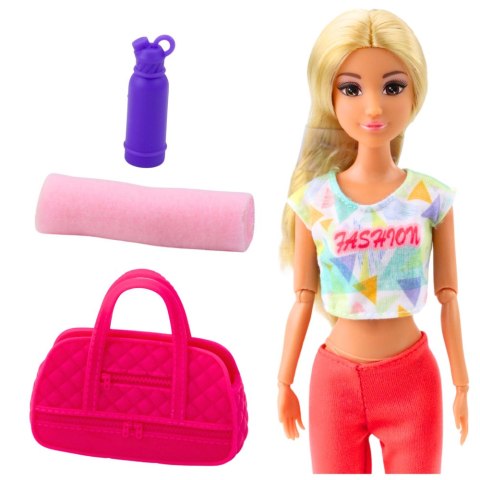Lalka Anlily Joga Mata Do Ćwiczeń Torba Bidon Ruchome Kończyny LEAN Toys