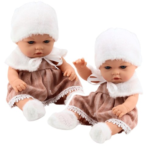 Lalka Bobas Beżowa Sukienka Czapka Kołnierzyk Skarpetki LEAN Toys
