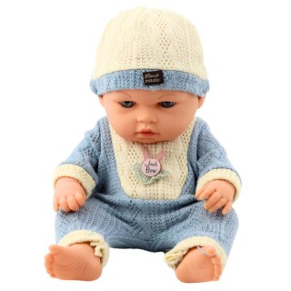 Lalka Bobas W Dzianinowym Niebieskim Ubranku Czapeczka LEAN Toys
