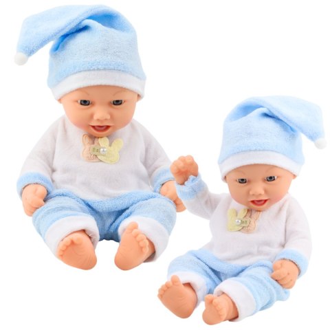 Lalka Bobas W Niebieskiej Piżamce Czapeczka z Pomponem LEAN Toys
