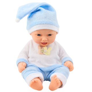 Lalka Bobas W Niebieskiej Piżamce Czapeczka z Pomponem LEAN Toys