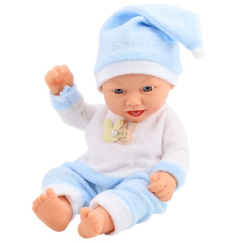 Lalka Bobas W Niebieskiej Piżamce Czapeczka z Pomponem LEAN Toys