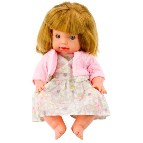 Lalka Bobas Z Butelką Do Karmienia Sukienka Pudrowy Róż Dźwięki 30cm LEAN Toys