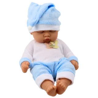 Lalka Śpiący Bobas W Niebieskiej Piżamce Czapeczka z Pomponem LEAN Toys