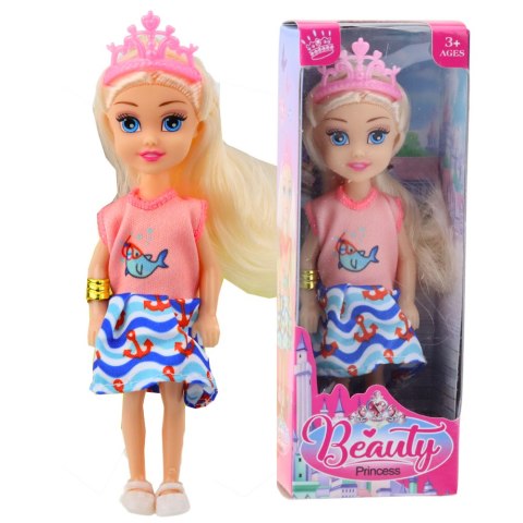 Mini Laleczka Księżniczka Z Koroną Kolorowa Sukienka 14cm Mix LEAN TOYS