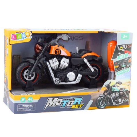 Motocykl Do Skręcania Rozkręcania DIY Światła Dźwięki Pomarańczowy LEAN Toys