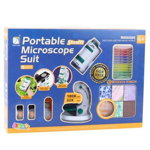 Przenośny Mikroskop Edukacyjny Dla Dzieci 2w1 60X/180X Akcesoria LEAN Toys