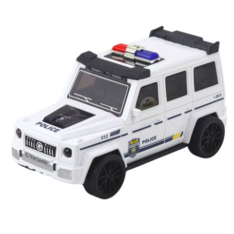 Samochód Terenowy Policyjny Z Napędem Frykcyjnym Otwierany Tor Biały LEAN Toys