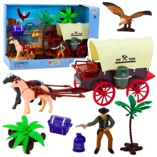 Zestaw Kowbojski Figurki Wóz Westernowy Konie Kowboj Palmy LEAN Toys