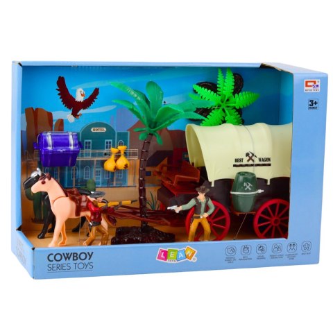 Zestaw Kowbojski Figurki Wóz Westernowy Konie Kowboj Palmy LEAN Toys