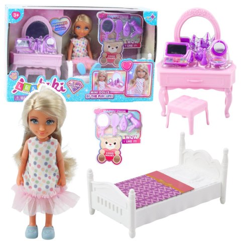 Zestaw Laleczka Ankiki Łóżeczko Toaletka Z Lustrem Akcesoria LEAN Toys