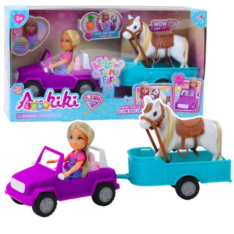 Zestaw Laleczka Ankiki Samochód Kabriolet Z Przyczepą Koń LEAN Toys