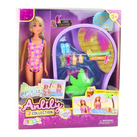 Zestaw Lalka Anlily Na Plaży Basen Palma Akcesoria 8 el. LEAN Toys