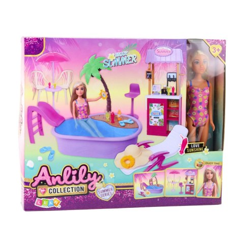 Zestaw Lalka Anlily Na Plaży Basen Palma Stoisko z Napojami Akcesoria LEAN Toys