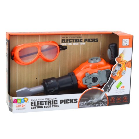 Zestaw Majsterkowicz Młot Pneumatyczny Okulary Pomarańczowy LEAN Toys