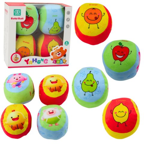 Zestaw Miękkich Piłeczek Dla Malucha Owoce Kolorowe 4szt LEAN Toys