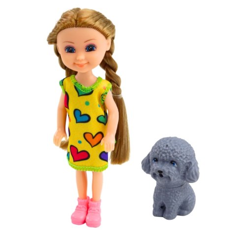 Zestaw Mini Laleczka W Sukience Z Pieskiem 14,5cm Mix LEAN TOYS