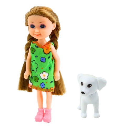 Zestaw Mini Laleczka W Sukience Z Pieskiem 14,5cm Mix LEAN TOYS