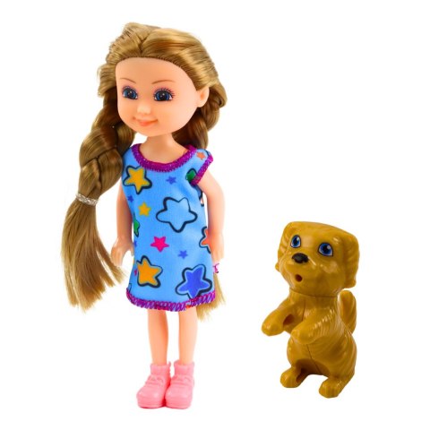 Zestaw Mini Laleczka W Sukience Z Pieskiem 14,5cm Mix LEAN TOYS
