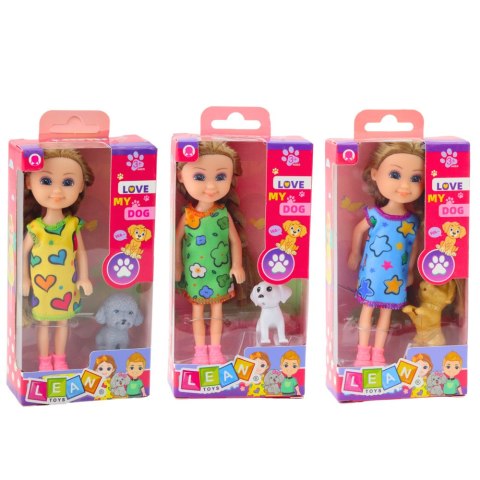 Zestaw Mini Laleczka W Sukience Z Pieskiem 14,5cm Mix LEAN TOYS