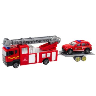 Zestaw Pojazdów Strażackich Wozy Samochody Napęd Czerwone LEAN Toys
