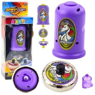 Zestaw Wyrzutnia Z Bączkiem Latający Dysk Jednorożec Fioletowy LEAN Toys