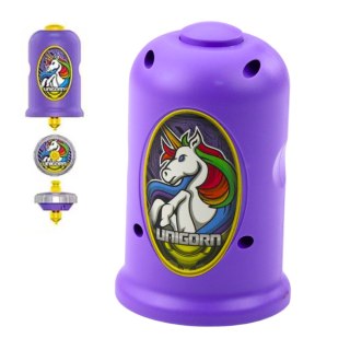 Zestaw Wyrzutnia Z Bączkiem Latający Dysk Jednorożec Fioletowy LEAN Toys