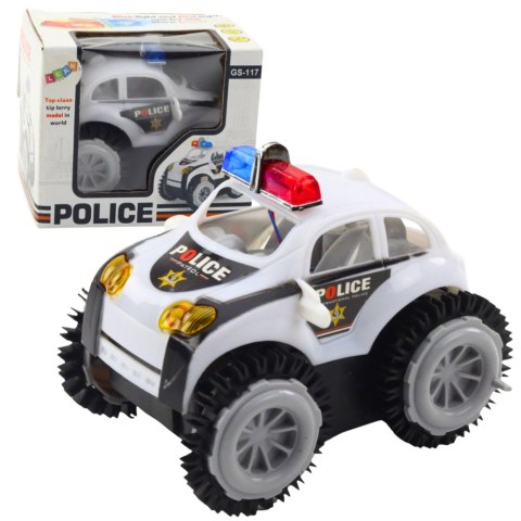 Autko Policyjne Przewrotek Czujnik Przeszkód 360° Światła Dźwięki Biały LEAN TOYS