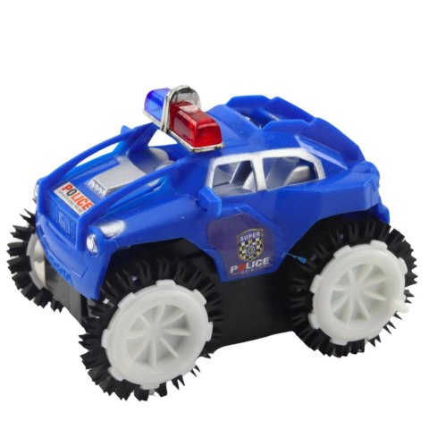 Autko Policyjne Przewrotek Czujnik Przeszkód 360° Światła Dźwięki Niebieski LEAN TOYS
