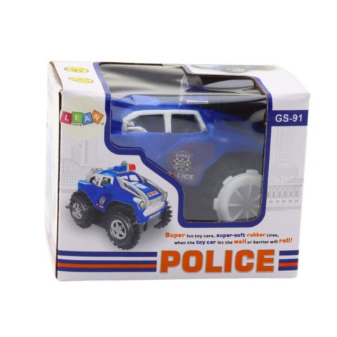 Autko Policyjne Przewrotek Czujnik Przeszkód 360° Światła Dźwięki Niebieski LEAN TOYS