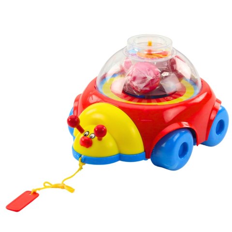 Biedronka Jeżdżąca Do Ciągnięcia Z Kulkami I Zegarem Kolorowa LEAN Toys