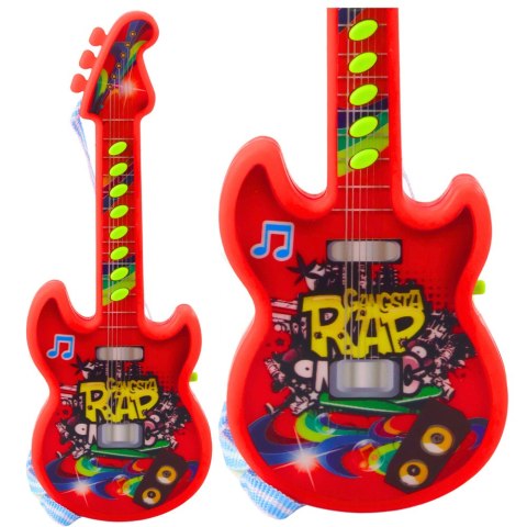 Gitara Elektryczna Dla Dzieci Melodie Gama Solmizacyjna Czerwona 29cm LEAN TOYS
