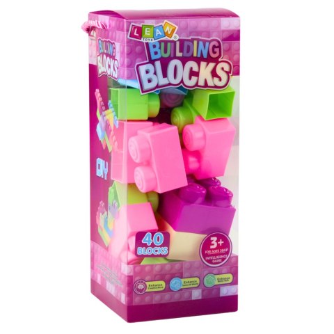 Klocki W Pudełku Duże Budowlane Zestaw Kolorowe 40ele. LEAN Toys