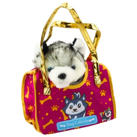 Piesek Husky W Torebce Pluszowy Maskotka Przytulanka Biało Szary LEAN Toys