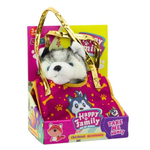 Piesek Husky W Torebce Pluszowy Maskotka Przytulanka Biało Szary LEAN Toys