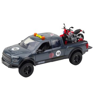 Samochód Pickup Z Motorem Światła Dźwięki Szary 1:12 LEAN Toys