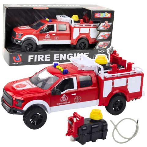 Samochód Strażacki Gaśniczy Woda Światła Dźwięki Biało Czerwony 1:12 LEAN Toys
