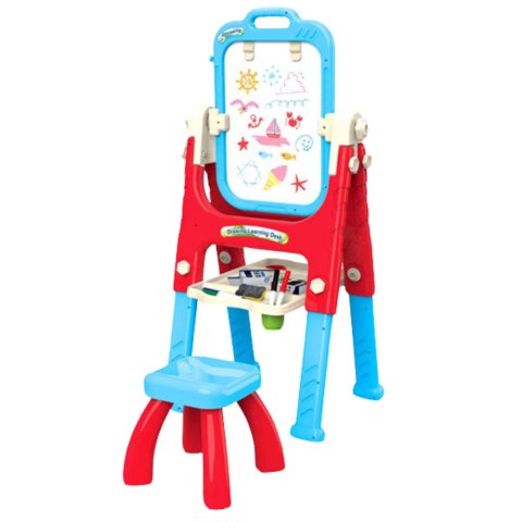 Tablica Edukacyjna 5w1 Z Krzesełkiem Wielofunkcyjna Akcesoria Niebieska LEAN Toys