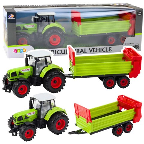 Traktor Z Przyczepką Napęd Frykcyjny Otwierana Maska Drzwi Zielony LEAN Toys